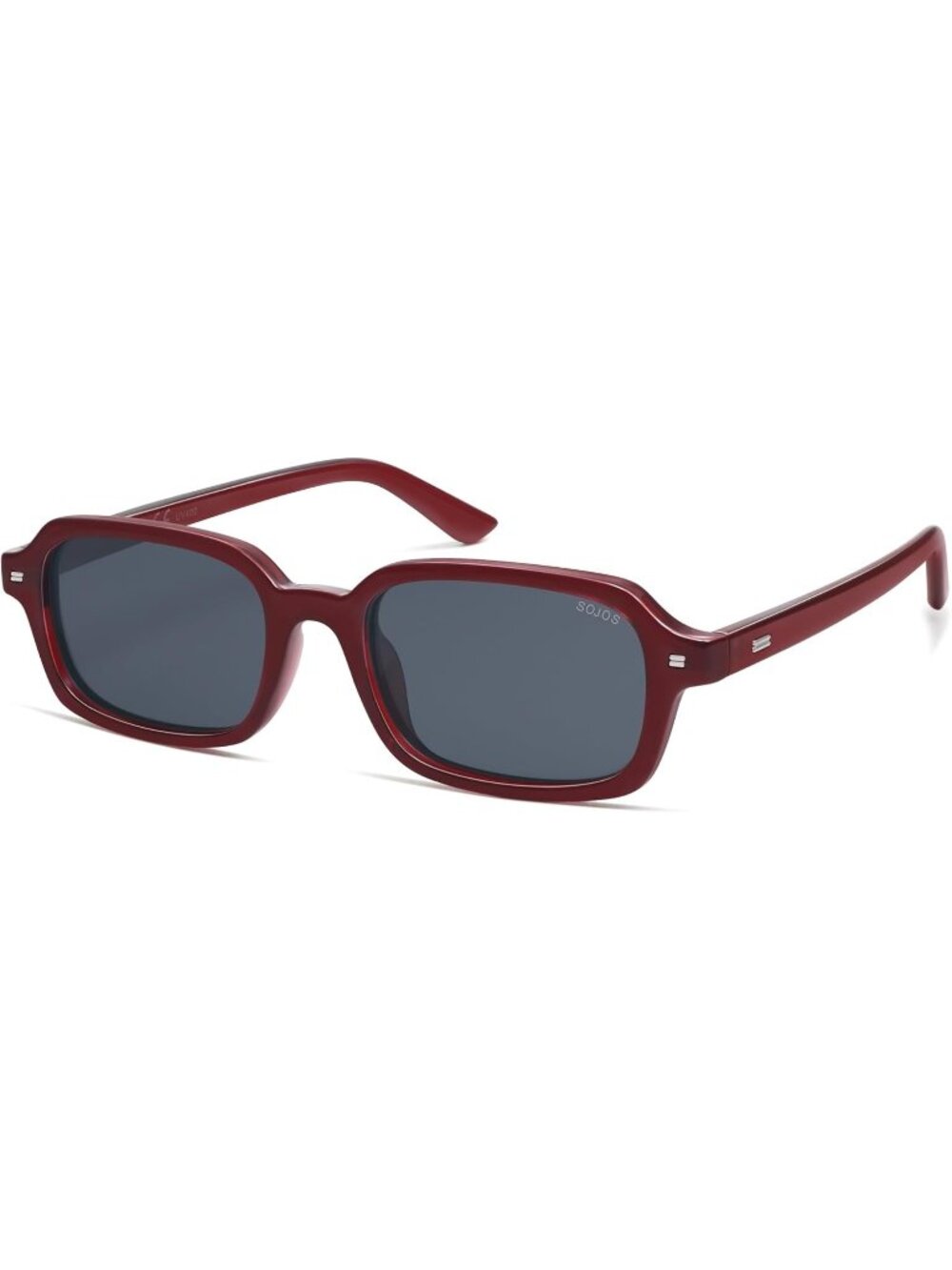 Women's Red Grey Retro Fashion Thin Slim Trendy Rectangle Polarized Sunglasses